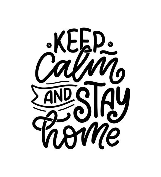 Stay Home Slogan Lettering Typography Poster Text Self Quarine Time — Stock Vector