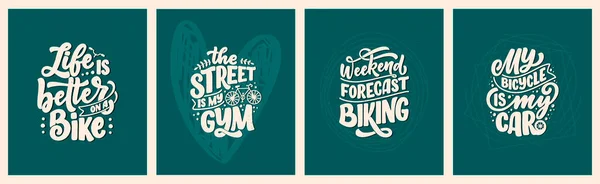 Fixez Des Slogans Lettrage Sur Vélo Pour Conception Affiches Imprimés — Image vectorielle