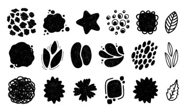 Terrazzo tarzında soyut şekillerle ayarlanmış. Broşür, kitap kapağı, sosyal medya, pazarlama, afiş ve el ilanları için yaratıcı tasarım. Geometrik minimum konsept. Vektör illüstrasyonu