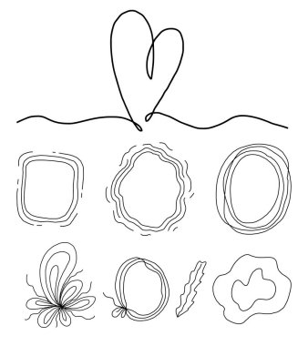 El çizimi tarzında soyut çizgi sanat şekilleriyle ayarlanmış. Broşür, kitap kapağı, sosyal medya, pazarlama, afiş ve el ilanları için yaratıcı tasarım. Geometrik minimum konsept. Vektör illüstrasyonu