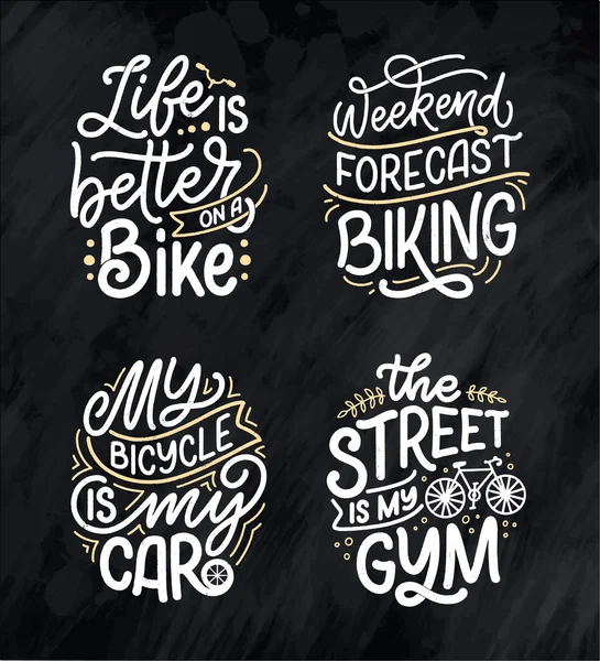 Fixez Des Slogans Lettrage Sur Vélo Pour Conception Affiches Imprimés — Image vectorielle