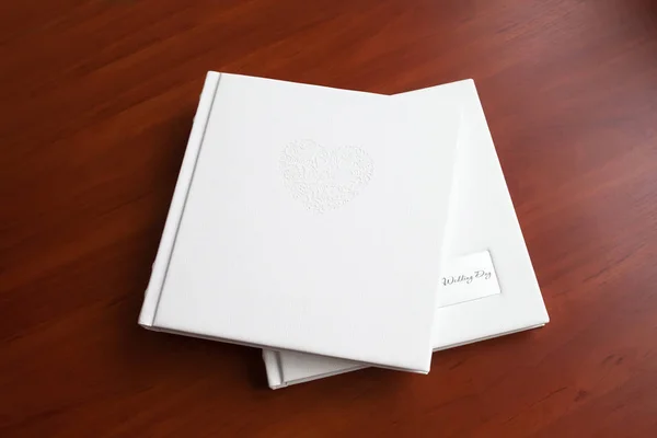 Photo books with a cover of genuine leathe — Stock Photo, Image