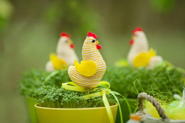 Yellow Wooden Toy Bird Easter Decoration — Stock Photo, Image