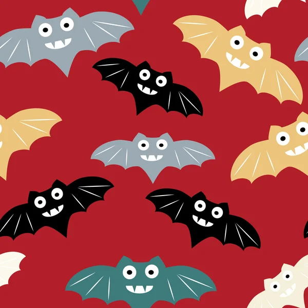 Patrón sin costuras de Halloween con murciélago colorido. Hermoso vector de fondo para la decoración diseños de halloween . — Vector de stock