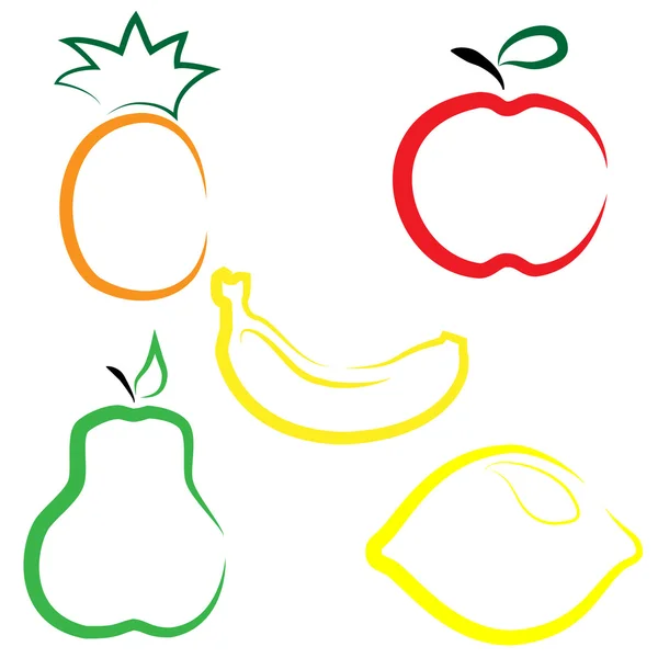 Επίπεδη διανυσματική σειρά φρούτων — Διανυσματικό Αρχείο
