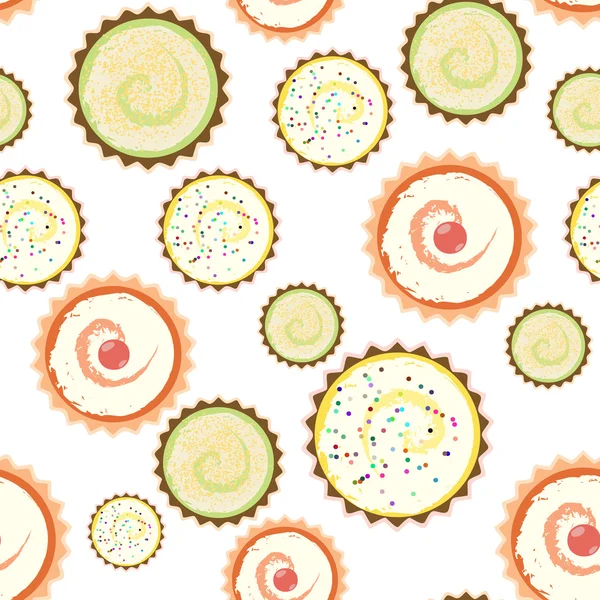 Süße Cap Cakes Muster auf weißem Hintergrund. nahtlos. — Stockfoto