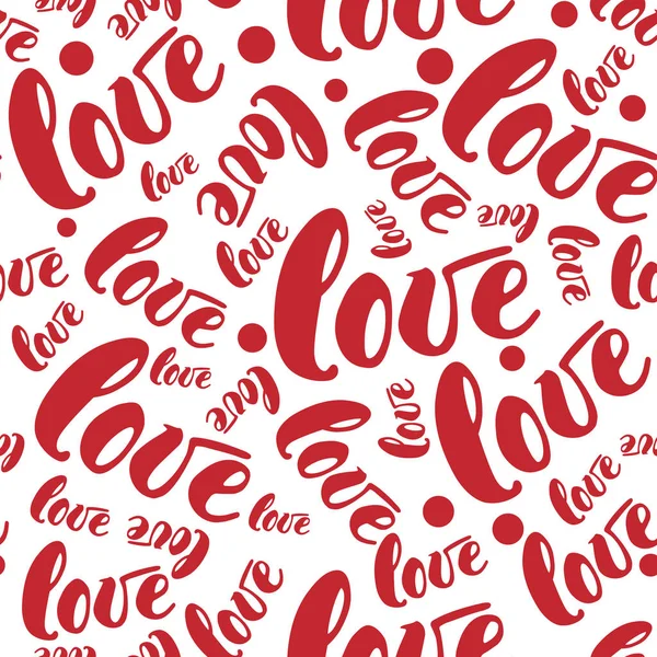Romantique fond rouge motif d'amour. Illustration vectorielle pour le design de vacances. Beaucoup de mots volants aiment sur fond blanc — Image vectorielle