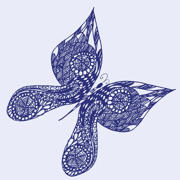 Ručně kreslené skici styl Butterfly. Retro kreslené vektorové ilustrace. Doodle a zentangle umění. — Stockový vektor