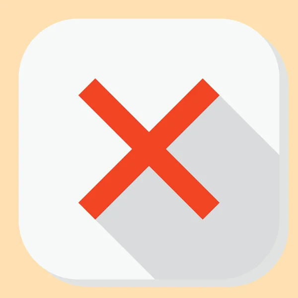 Delete close exit icon. Symbol for web application menu. Flat design button with long shadow. — Stock Vector