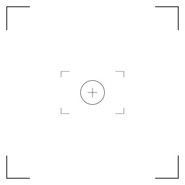 Beyaz ve siyah vizör kamera kaydı. Modern kamera odaklama ekranı. Vektör çizim