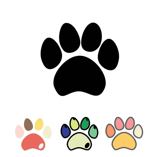 Gatos ou cães patas definidas. Ícone de pata de gatos e cães . —  Vetores de Stock