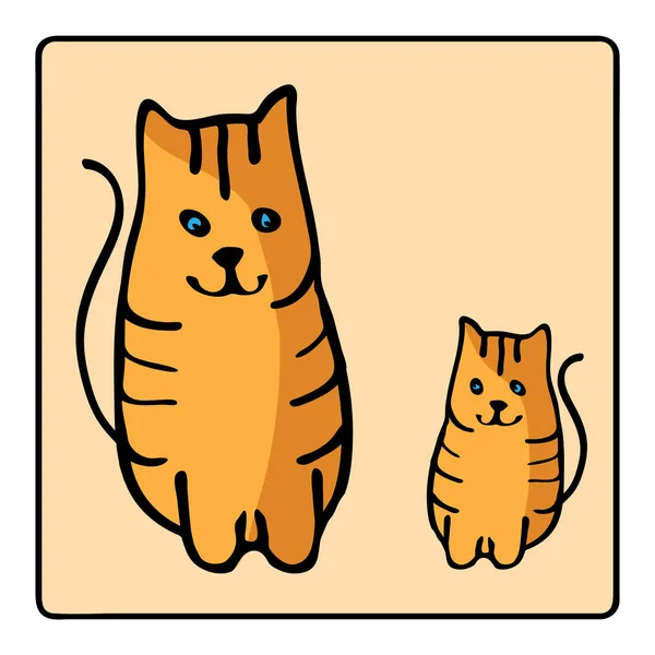 かわいいオレンジ色の赤毛の猫。国内動物と子供たちのイラストです。素敵なペット。手描きイラスト. — ストックベクタ