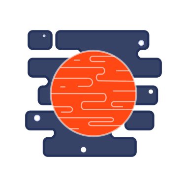 Kızıl gezegen Mars simge yıldız ile uzayda. İllüstrasyon vektör düz mars.