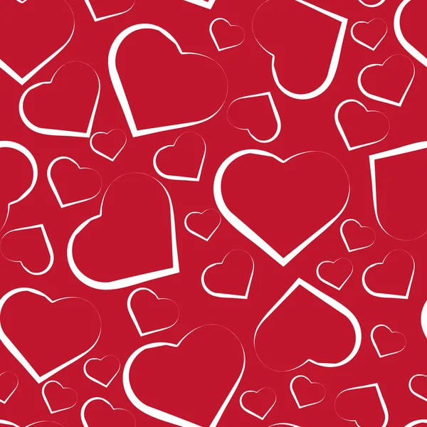 Seamless pattern with white hearts on red — Stock Photo, Image