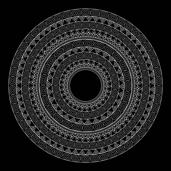 Mandaly pro omalovánky. Dekorativní černobílý kulatý obrys ornamentu. Neobvyklý tvar květin. Oriental vector and anti-stress therapy patterns — Stockový vektor
