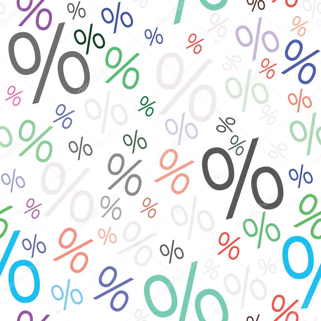 Percent seamless business background pattern. Discount illustration. Economic finance promotion image.