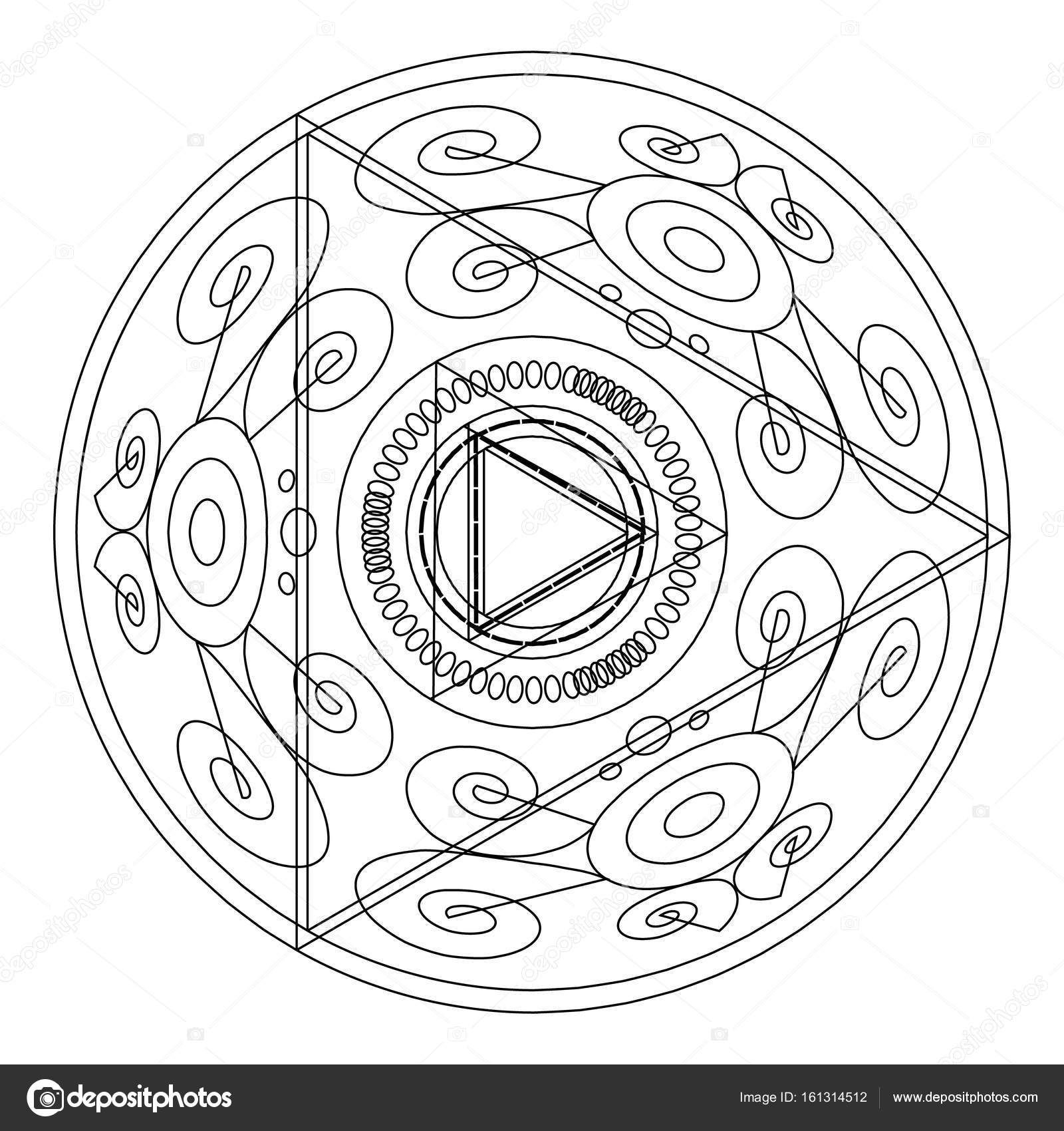 Mandala per libro da colorare Ornamento decorativo contorno rotondo bianco e nero Forma di