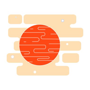 Uzaydaki yıldızlı kırmızı gezegen Mars ikonu. Vektör düz resimleme.