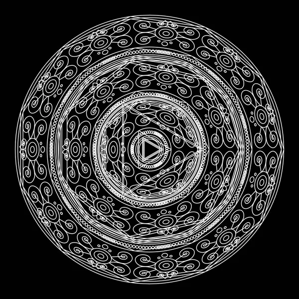 Mandalas para colorir livro. Decorativo ornamento contorno redondo preto e branco. Forma de flor incomum. Padrões terapêuticos orientais e anti-stress — Fotografia de Stock