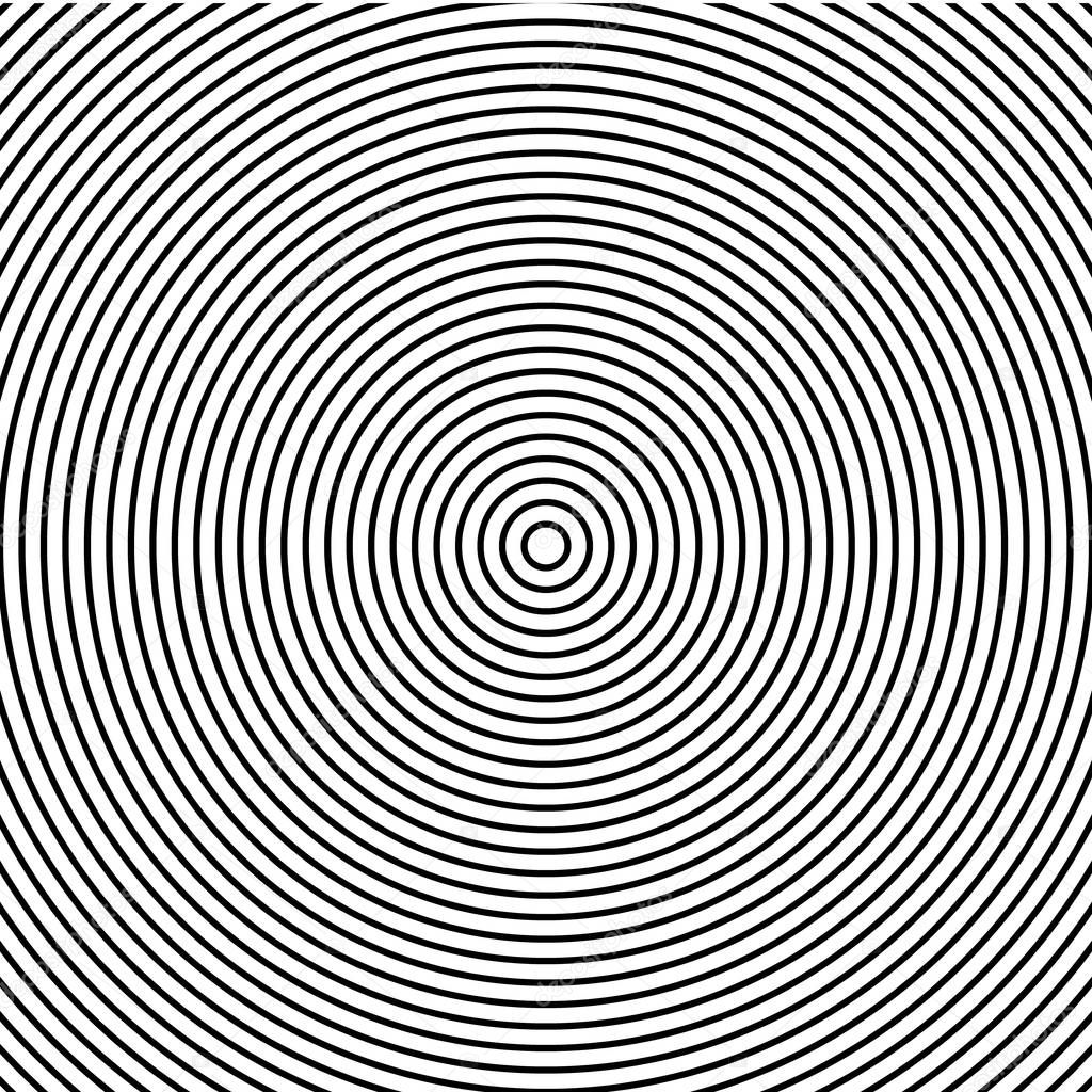 Abstract concentric circles texture in black and white colors, background pattern in modern style.