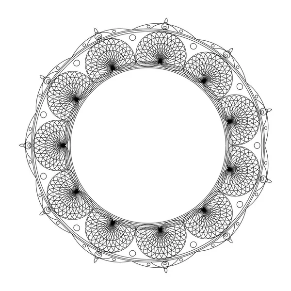 만다라 색칠에 대 한입니다. 장식 검은색과 흰색 라운드 개요 장식입니다. 특이 한 꽃 모양입니다. 동양 및 안티 스트레스 치료 패턴 — 스톡 사진