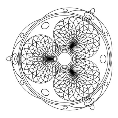 Boyama kitabı için mandalalar. Dekoratif siyah beyaz yuvarlak anahat süsleme. Olağandışı çiçek şekli. Oryantal ve anti-stres terapisi desenleri