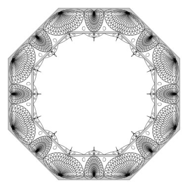 Boyama kitabı için mandalalar. Dekoratif siyah beyaz yuvarlak anahat süsleme. Olağandışı çiçek şekli. Oryantal ve anti-stres terapisi desenleri