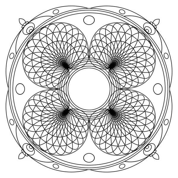 Mandalas pour livre à colorier. Décoratif ornement contour rond noir et blanc. Forme de fleur inhabituelle. Schémas de thérapie orientale et anti-stress — Image vectorielle