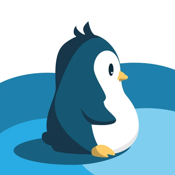 Абстрактний милий сердитий мультяшний пінгвін ізольований на синьому фоні. Смішне зображення пінгвіна . — стокове фото