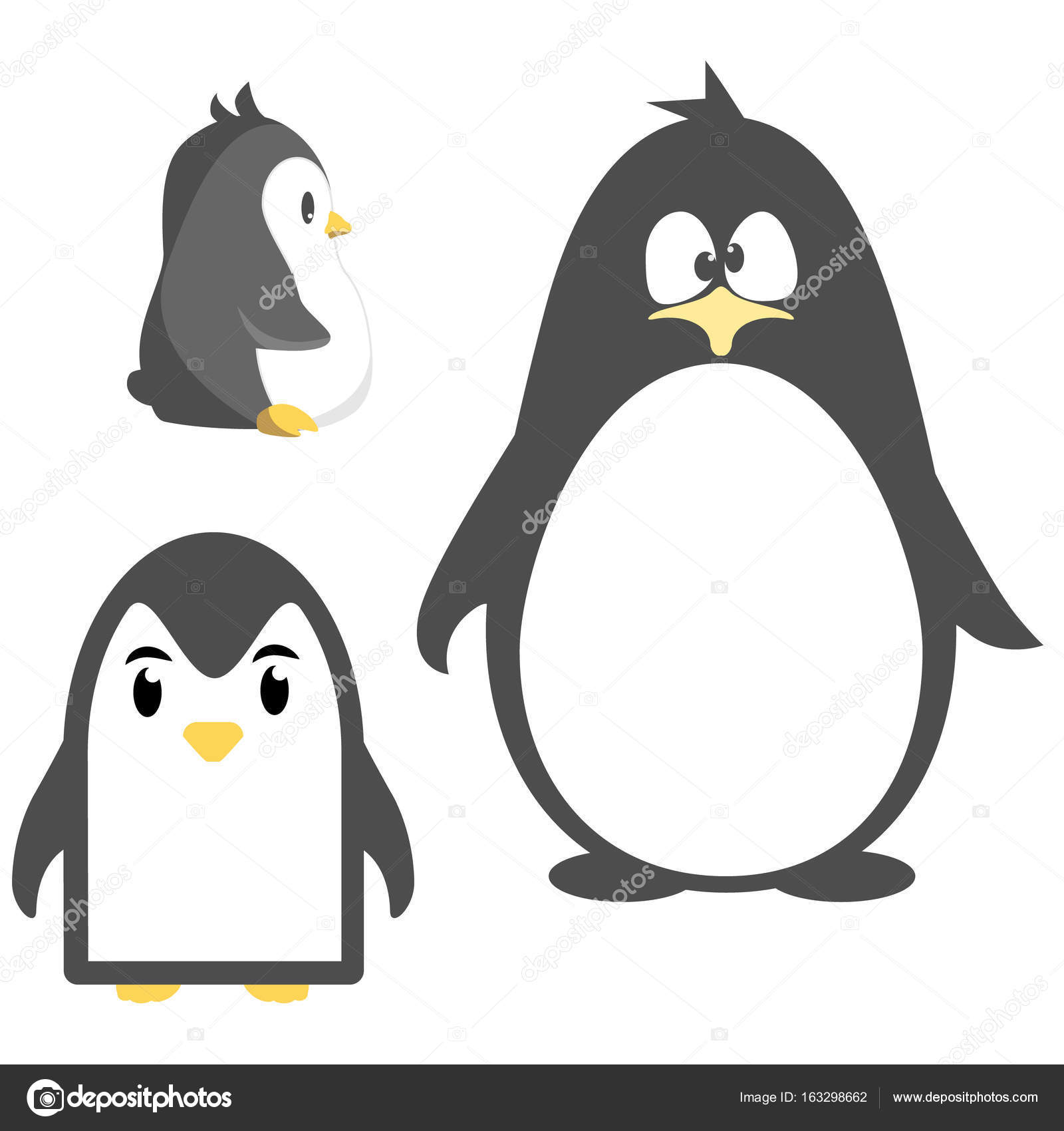 Abstract Cute Angry Cartoon Pinguin Isolated On A Blue Background Funny Vector Penguin Image Stock Vector C Asnia 163298662