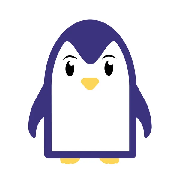 Mavi bir arka plan üzerinde izole sevimli kızgın çizgi pinguin soyut. Komik vektör penguen görüntü. — Stok Vektör