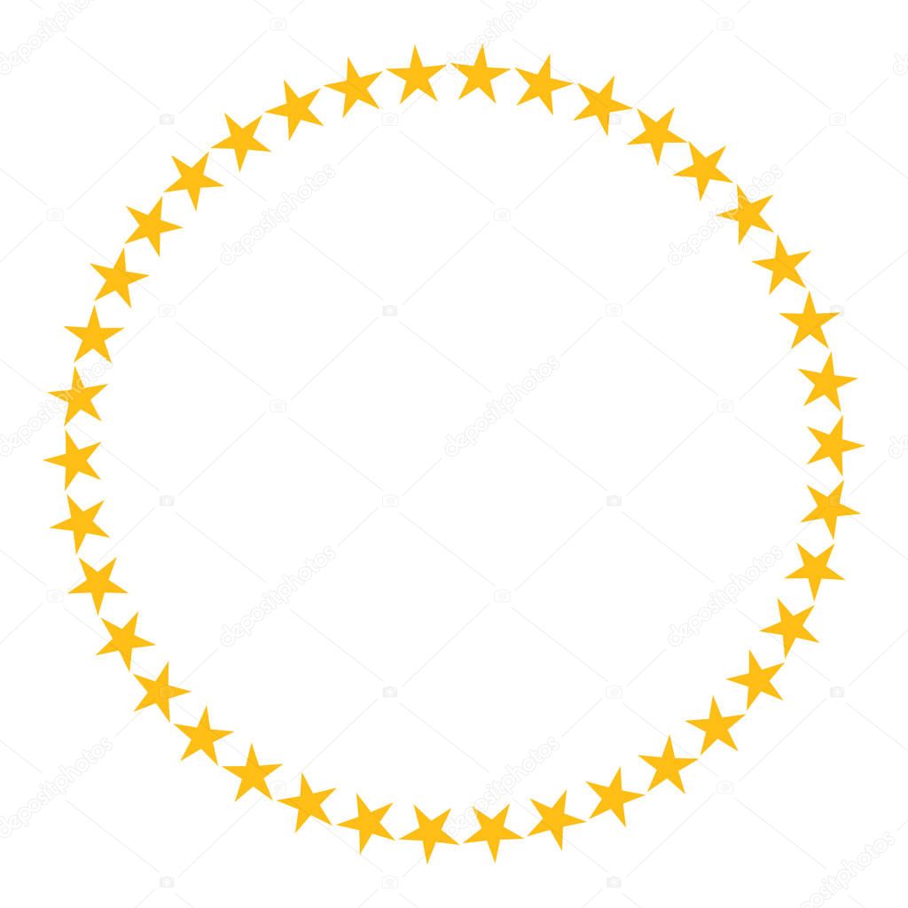 Star in circle shape. Starry vector border frame icon isolated on a white background.