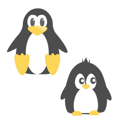 Mavi bir arka plan üzerinde izole sevimli kızgın çizgi pinguin soyut. Komik penguen görüntü.