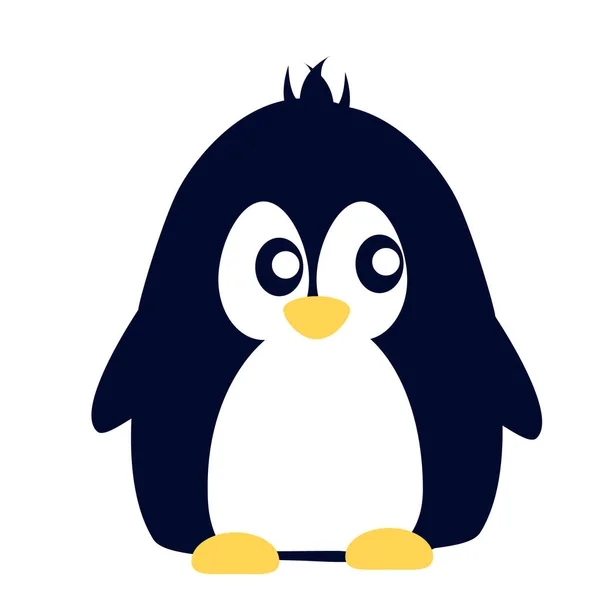 Abstrato bonito pinguim de desenho animado irritado isolado em um fundo azul. Imagem engraçada de pinguim . — Vetor de Stock