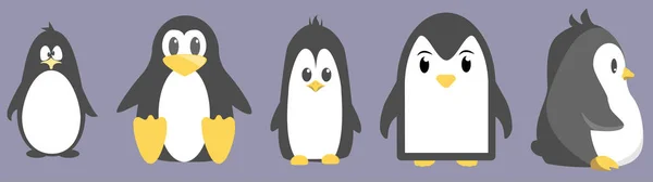 Mavi bir arka plan üzerinde izole sevimli kızgın çizgi pinguin soyut. Komik penguen görüntü. — Stok Vektör