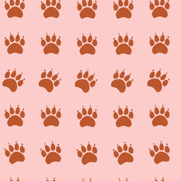 Kat of hond paw naadloze patroon - vector dierlijke voetafdruk textuur. Vectorillustratie. — Stockvector