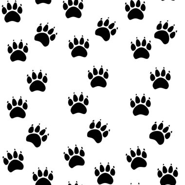 Kedi ya da köpek pençe seamless modeli - vektör hayvan ayak izi doku. Vektör çizim.