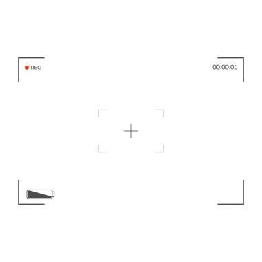 Beyaz ve siyah vizör kamera kaydı. Modern kamera odaklama ekranı. Vektör çizim