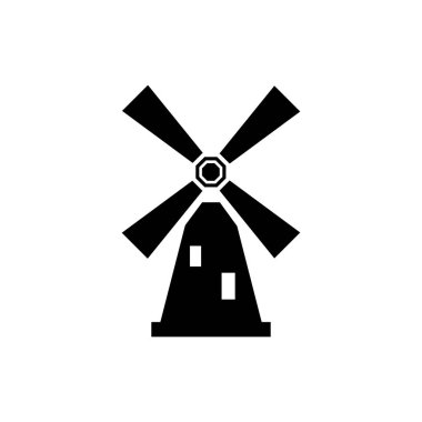 Yel değirmeni veya değirmen satırı simgesi gölge ile. Vektör çizim