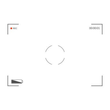 Beyaz ve siyah vizör kamera kaydı. Modern kamera odaklama ekranı. Vektör çizim