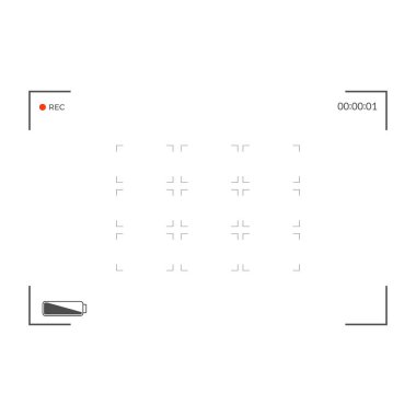 Beyaz ve siyah vizör kamera kaydı. Modern kamera odaklama ekranı. Vektör çizim