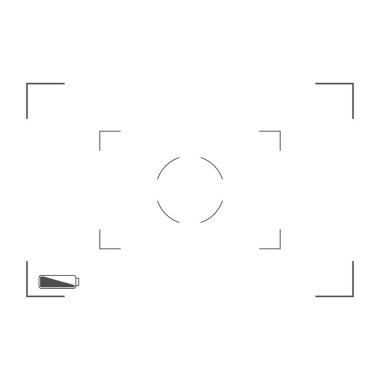 Beyaz ve siyah vizör kamera kaydı. Modern kamera odaklama ekranı. Vektör çizim