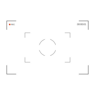 Beyaz ve siyah vizör kamera kaydı. Modern kamera odaklama ekranı. Vektör çizim