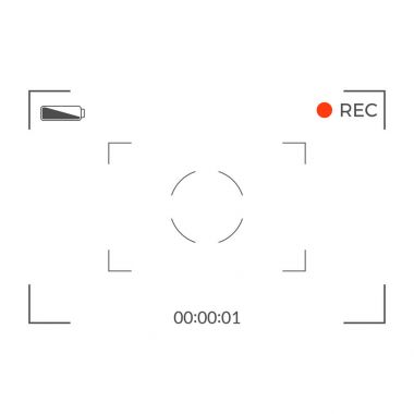 Beyaz ve siyah vizör kamera kaydı. Modern kamera odaklama ekranı. Vektör çizim