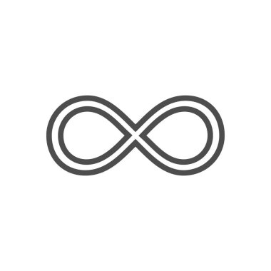 Sonsuzluk sembolü döngü. Şekil 8 simgesi, sonsuzluk logo oturum özgün tasarım, sonsuza dek sonsuza kadar düğüm, düz stil ters 8 numaralı.