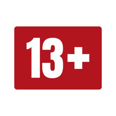 Kırmızı arka plan simgesine yaş sınırı. Simgeler yaş sınırı vektör düz çizim.