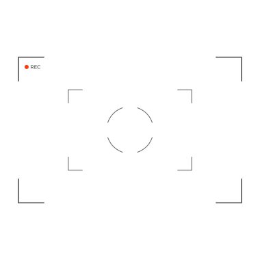 Beyaz ve siyah vizör kamera kaydı. Modern kamera odaklama ekranı. Vektör çizim