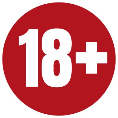 Kırmızı arka plan simgesine yaş sınırı. Simgeler yaş sınırı vektör düz çizim.