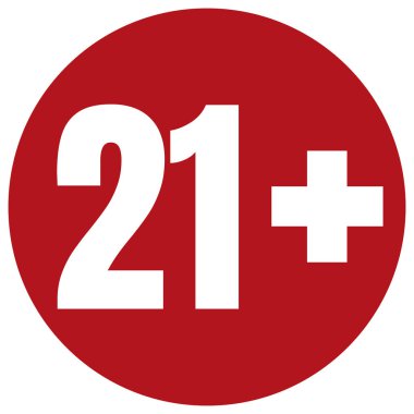 Kırmızı arka plan simgesine yaş sınırı. Simgeler yaş sınırı vektör düz çizim.