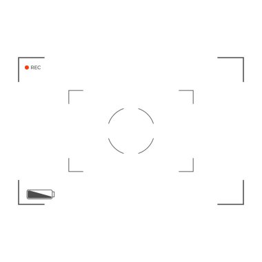 Beyaz ve siyah vizör kamera kaydı. Modern kamera odaklama ekranı. Vektör çizim